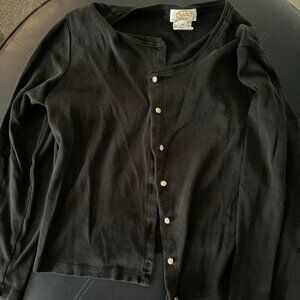 Talbots Petites Button Up Long Sleeve Black Cardigan Medium